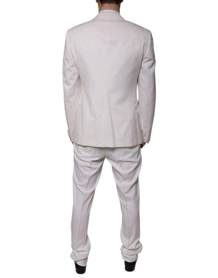 White Wool Silk 3 Piece SlimFit Formal Suit