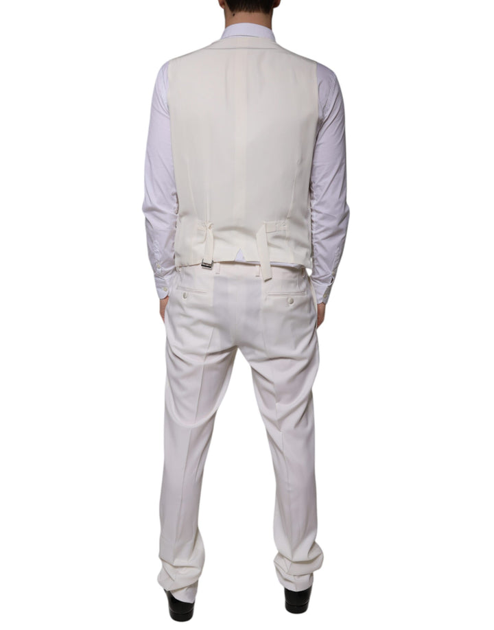 White Wool Silk 3 Piece SlimFit Formal Suit