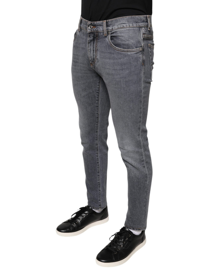 Dark Gray Cotton Stretch Skinny Denim Jeans