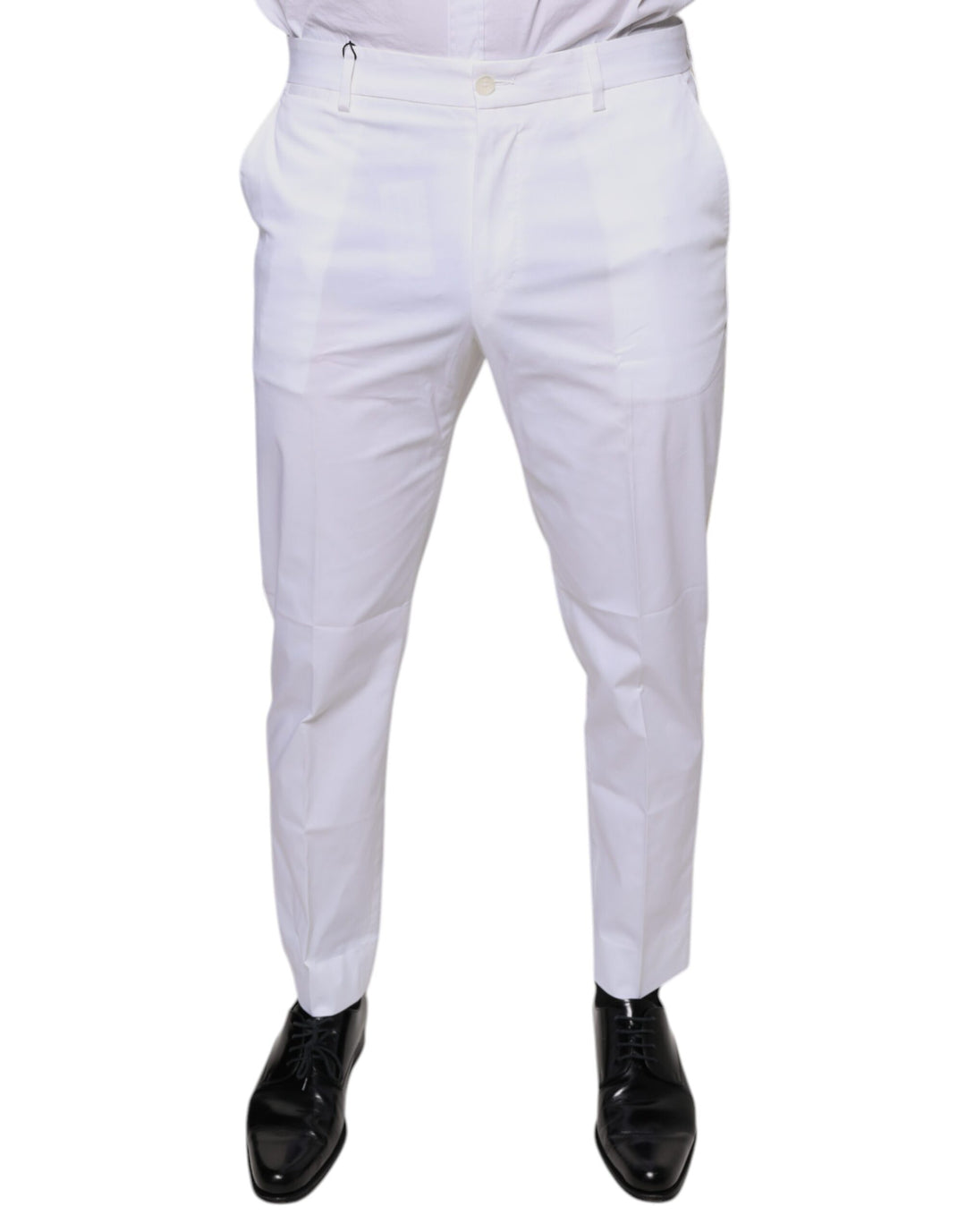 White Cotton Skinny Dress Pants