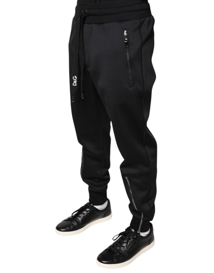 Black Polyester Men Jogger Sweatpants Pants