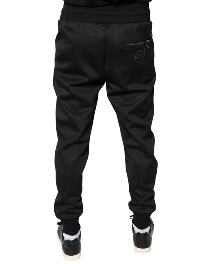 Black Polyester Men Jogger Sweatpants Pants