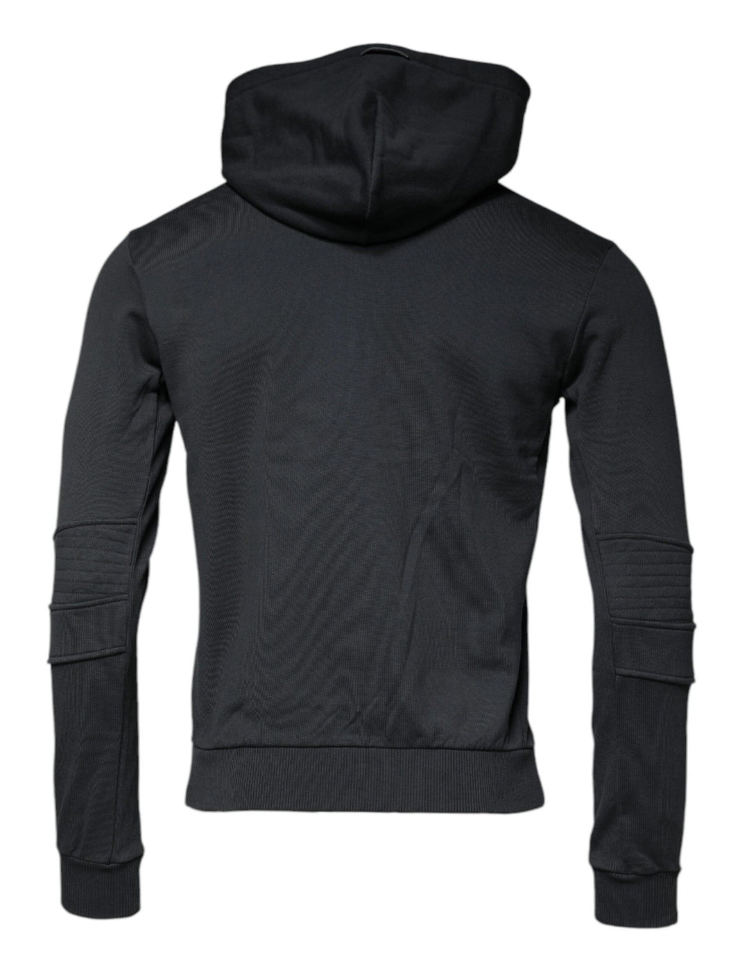 Black Cotton Hooded Men Full Zip Sweater