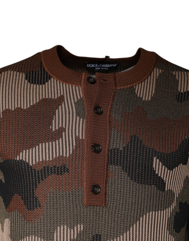 Multicolor Camouflage Men Pullover Sweater