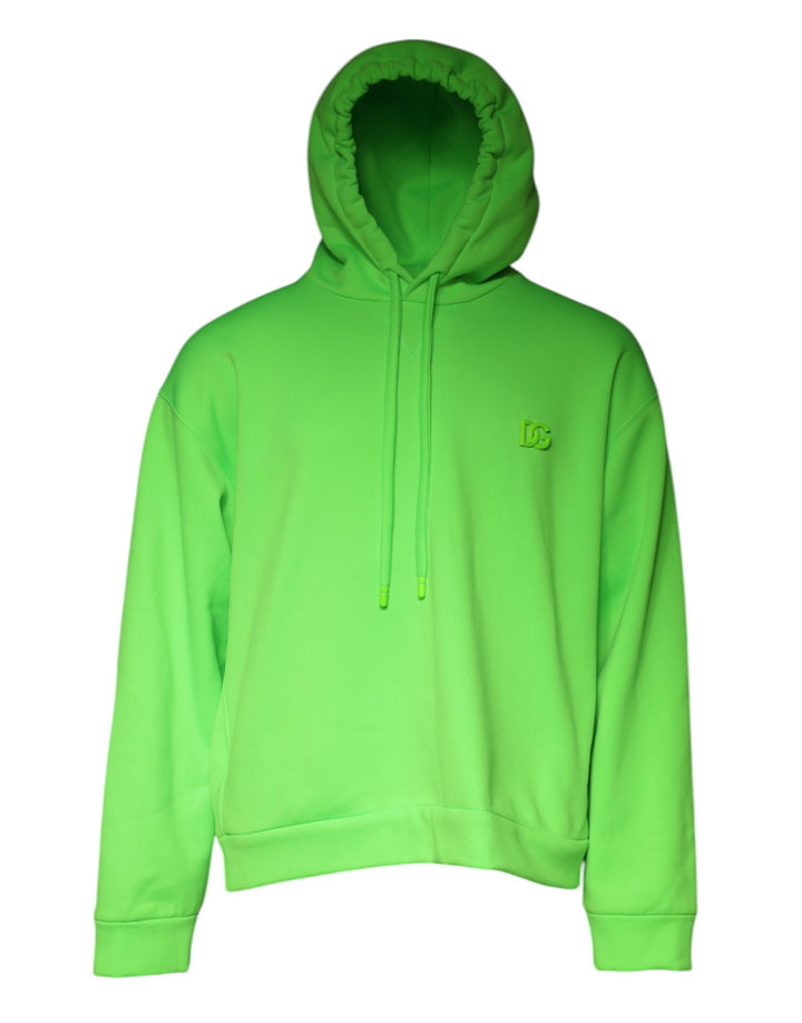 Green Logo Hooded Pullover Men Sweatshirt Sweater