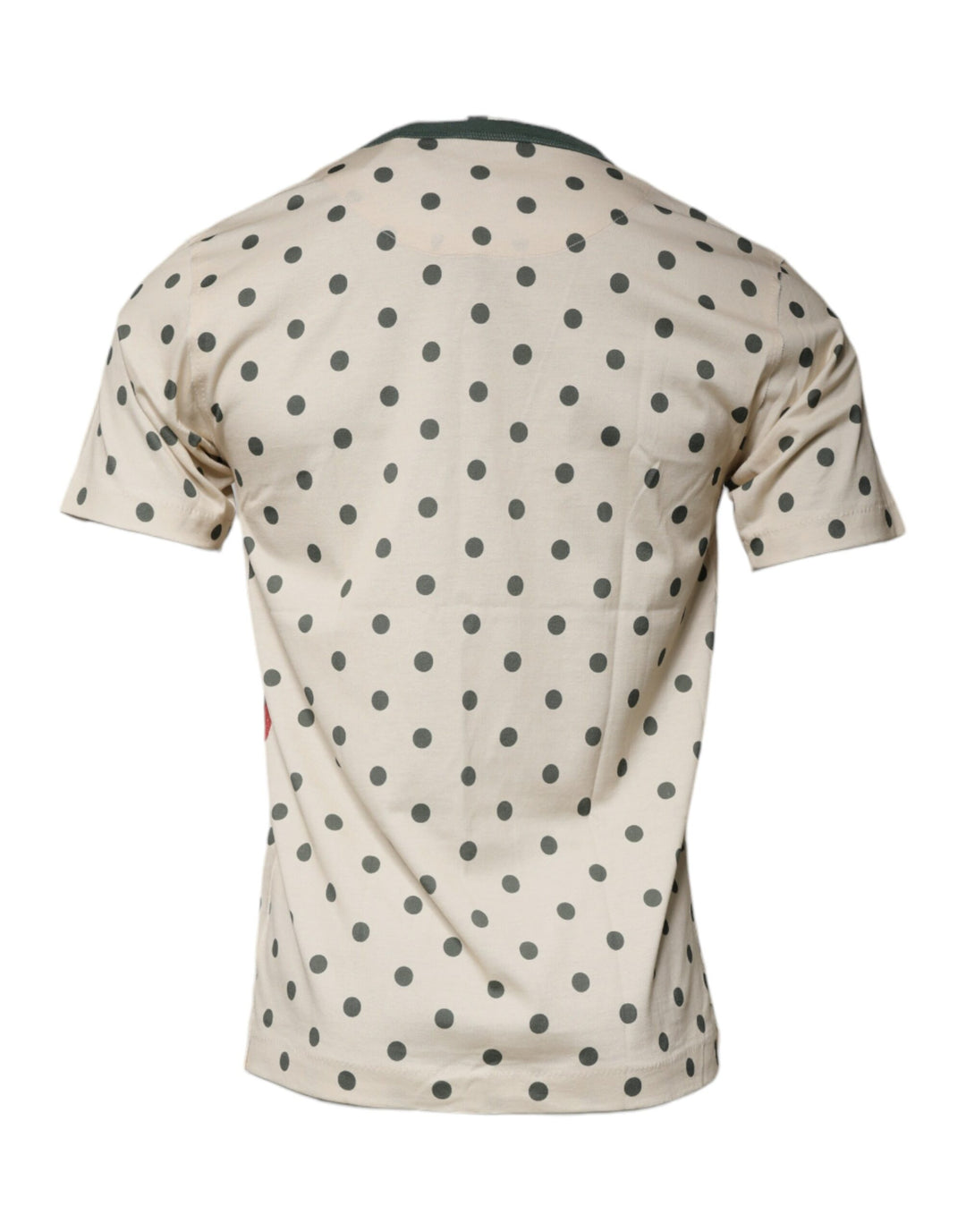 Beige Graphic Print Polka Dot Cotton T-shirt