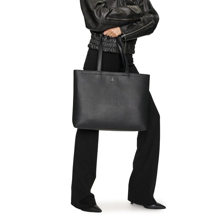 Black Synthetic Leather Handbag