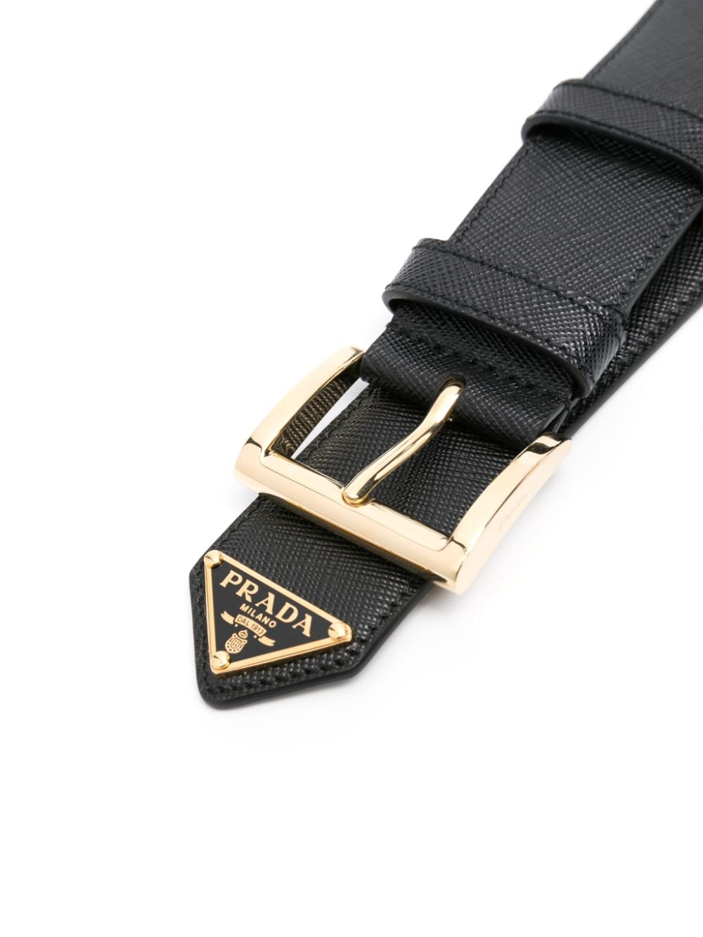 logo-plaque leather belt-1