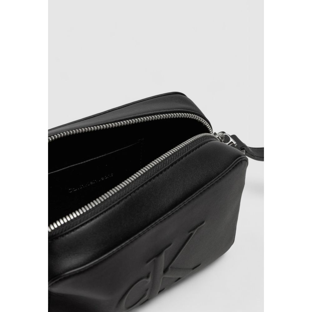 Black Synthetic Leather Handbag