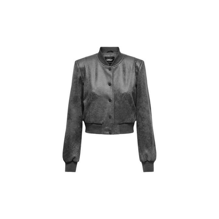 Gray Synthetic Leather Jackets & Coat