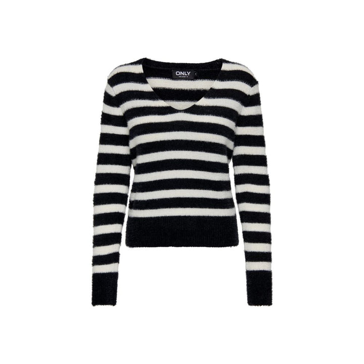 Black And White Polyester Sweater