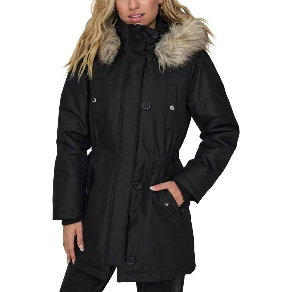 Black Polyester Jackets & Coat