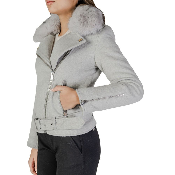 Gray Polyester Jackets & Coat