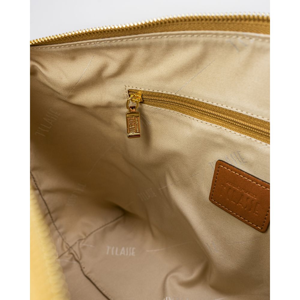 Beige Synthetic Leather Handbag