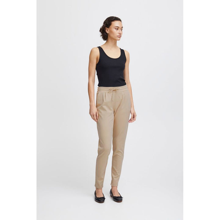 Beige Polyester Jeans & Pant