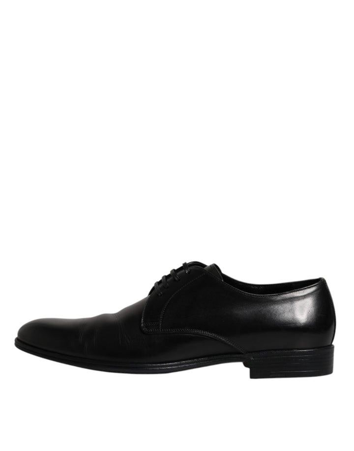 Black Leather Lace Up Men Derby Formal Shoes