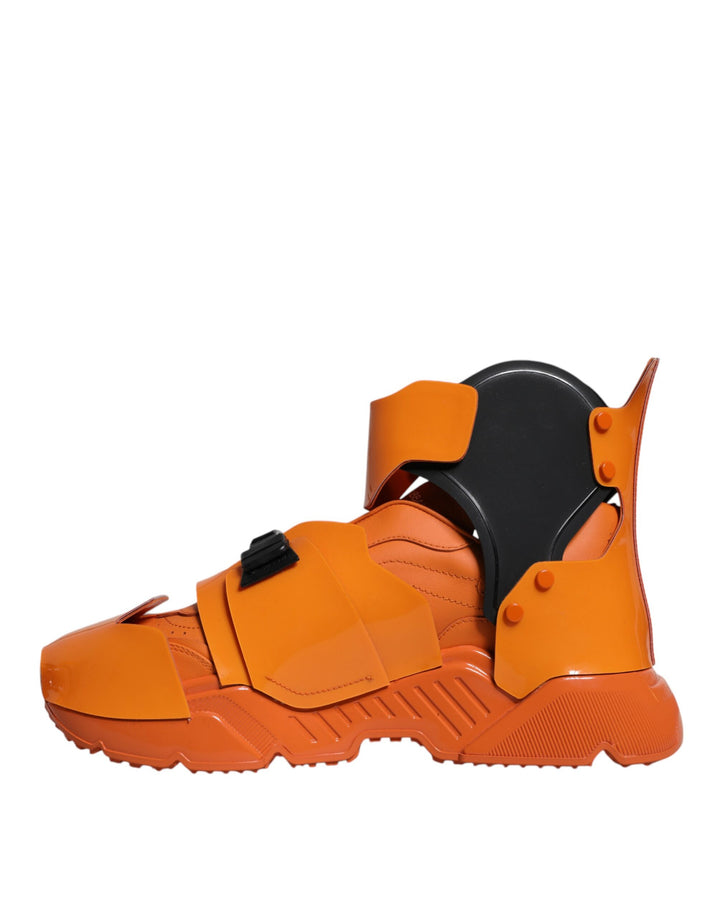 Orange Multi Panel Chunky High Top Sneakers Shoes