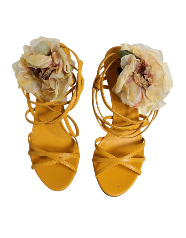 Yellow Flower Applique Keira Sandals Shoes