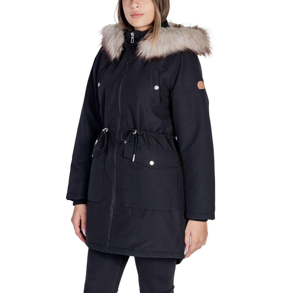 Black Polyester Jackets & Coat