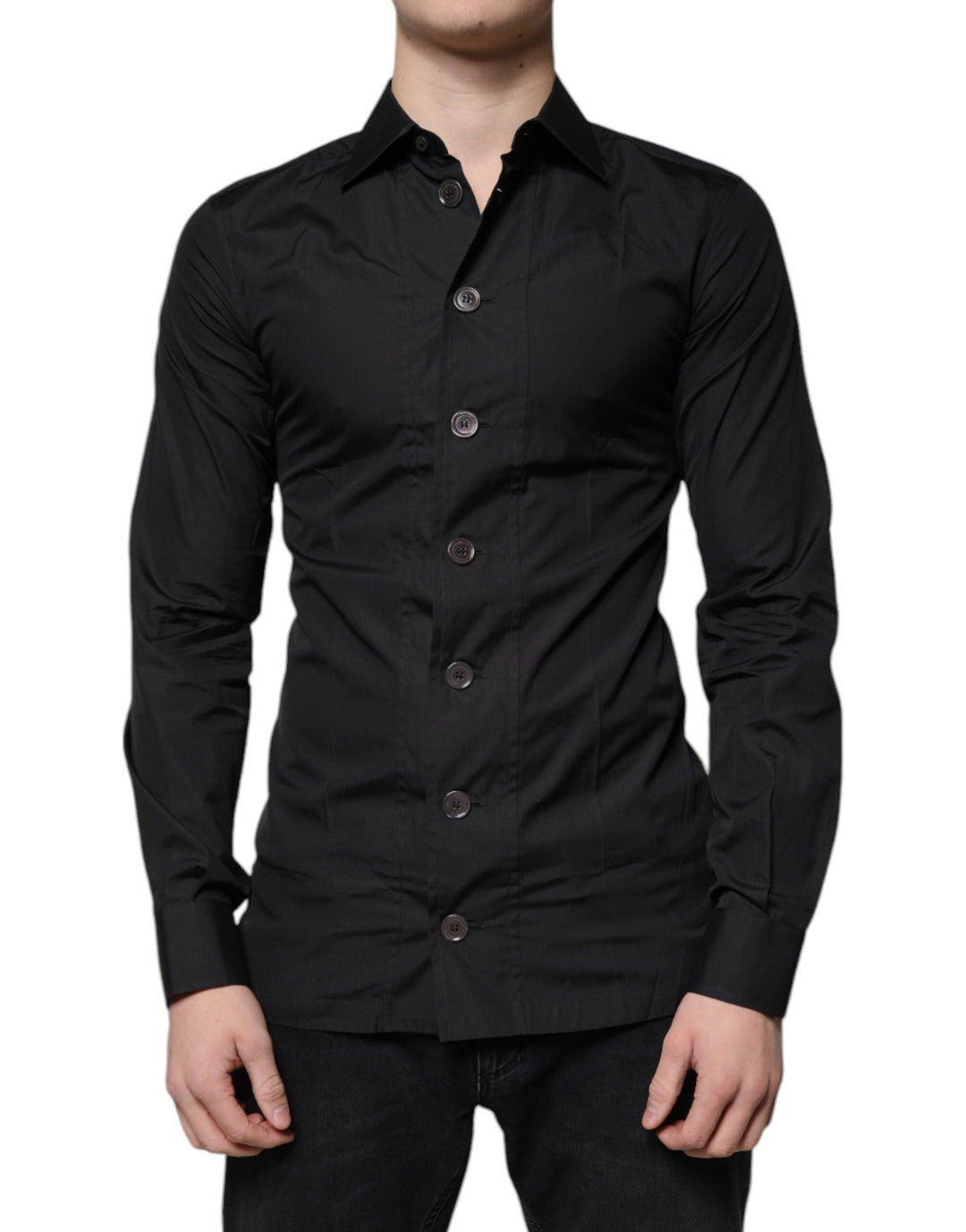 Black Cotton Formal Long Sleeves Dress Shirt