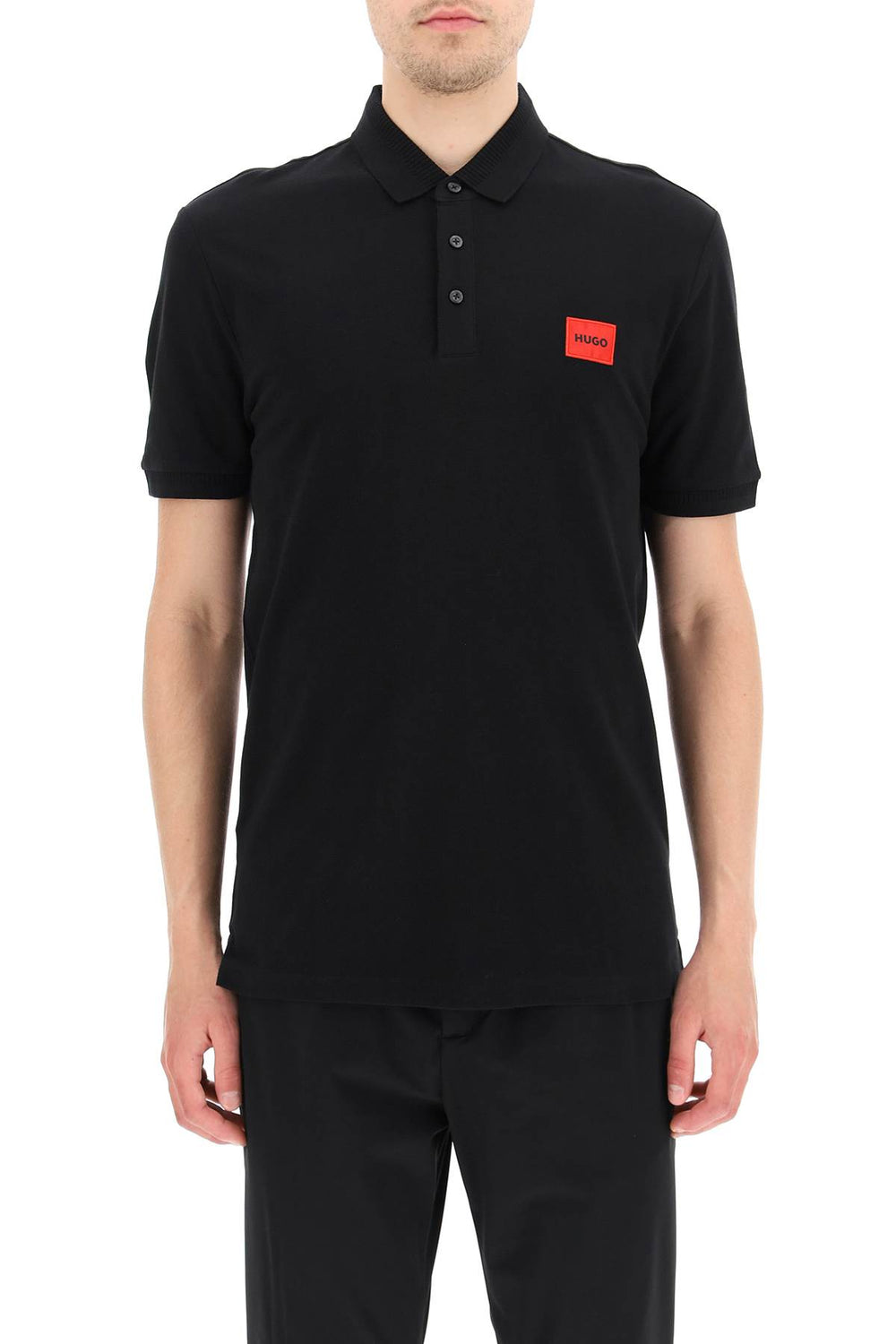 polo shirt with logo patch-1