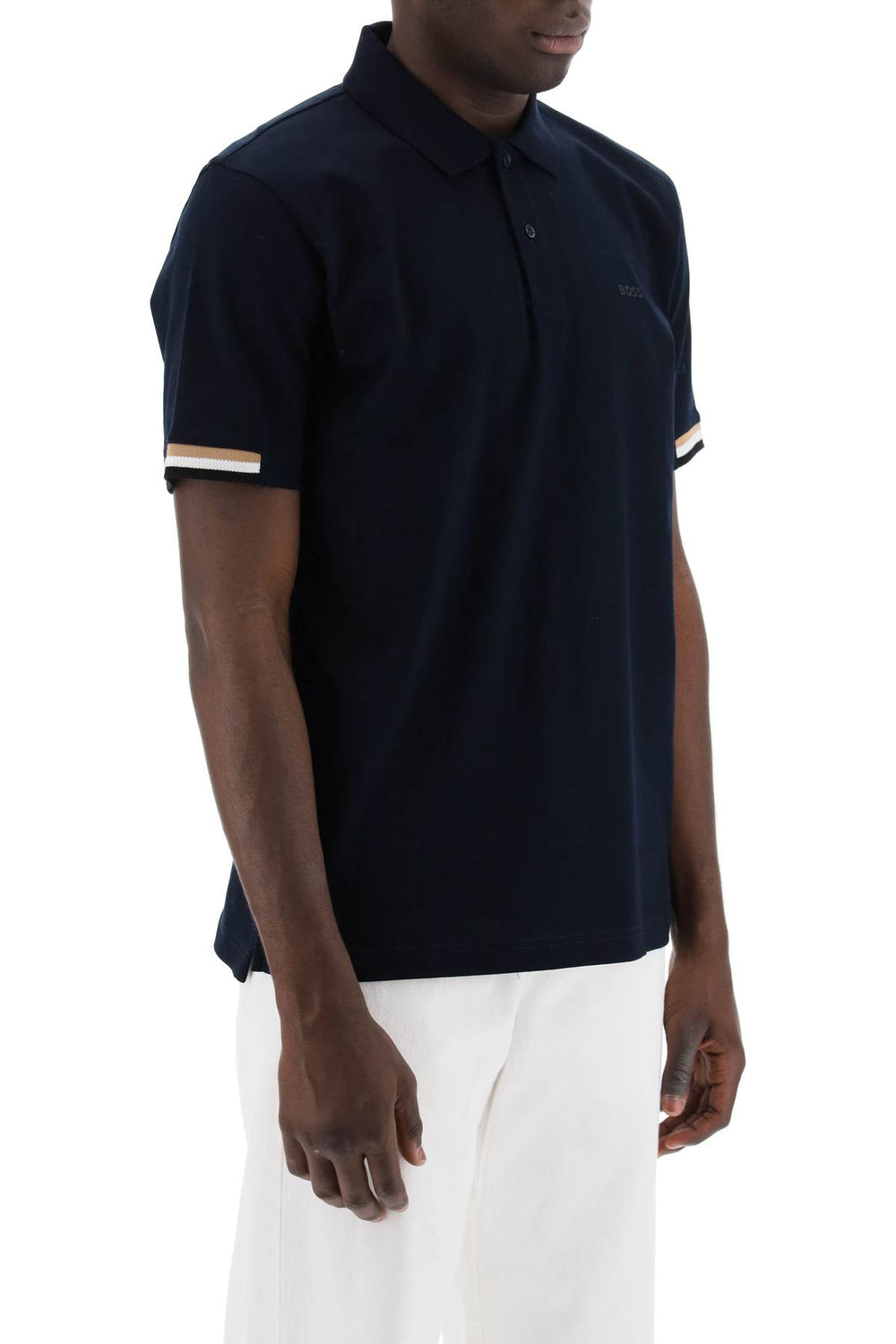 parlay polo shirt with stripe detail-1