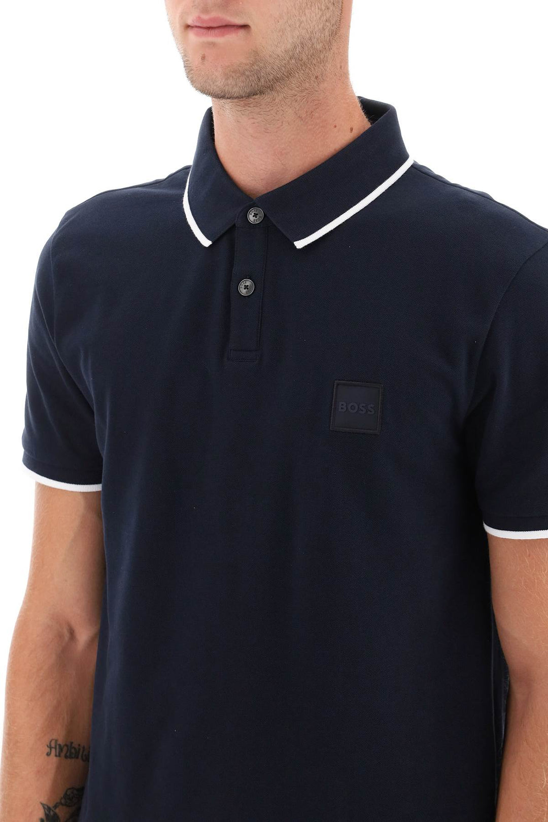 slim fit piqué polo shirt with tipped-3