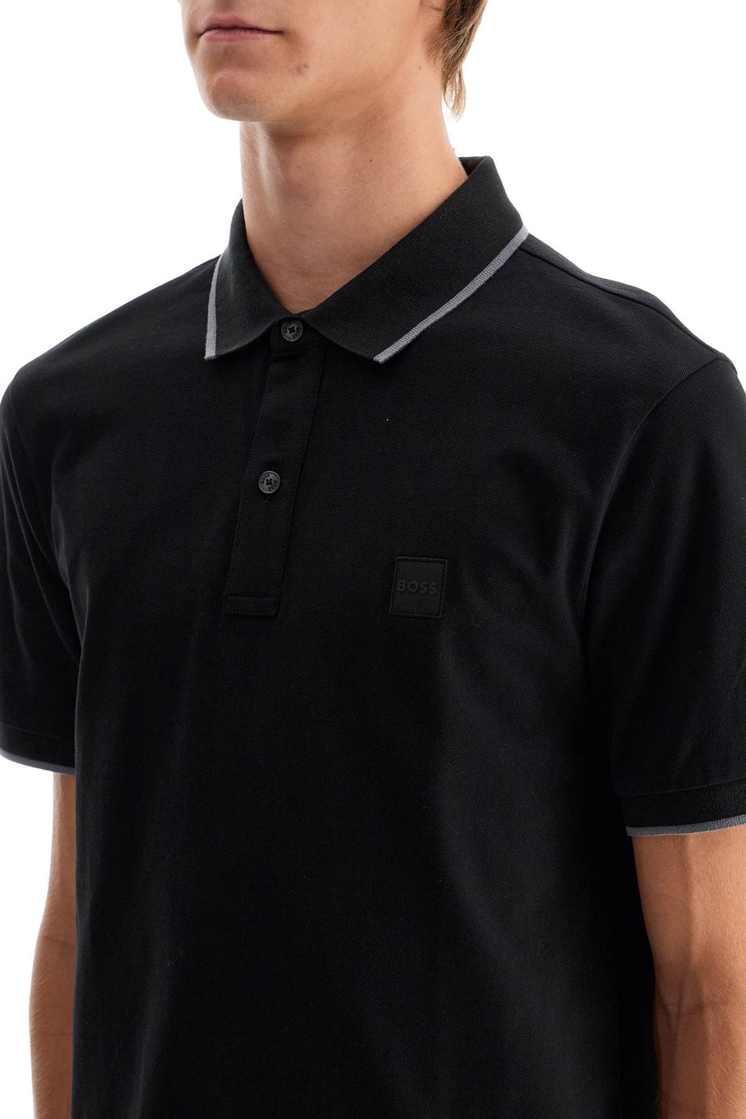 slim fit piqué polo shirt with tipped-3