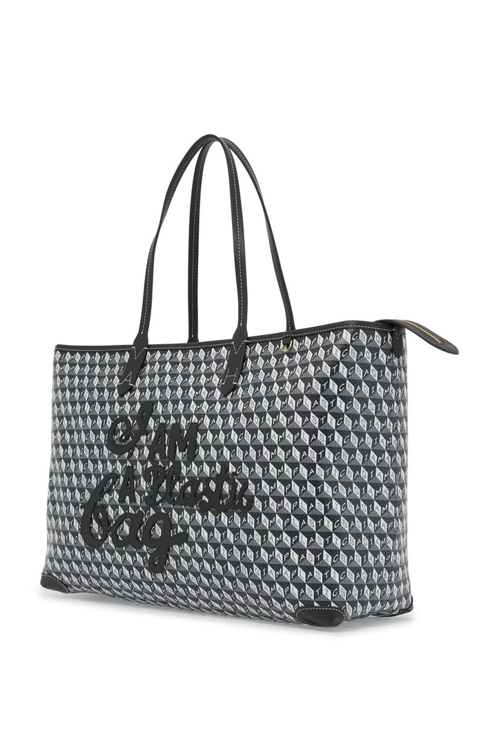 i am a plastic bag zipped motif tote bag-2