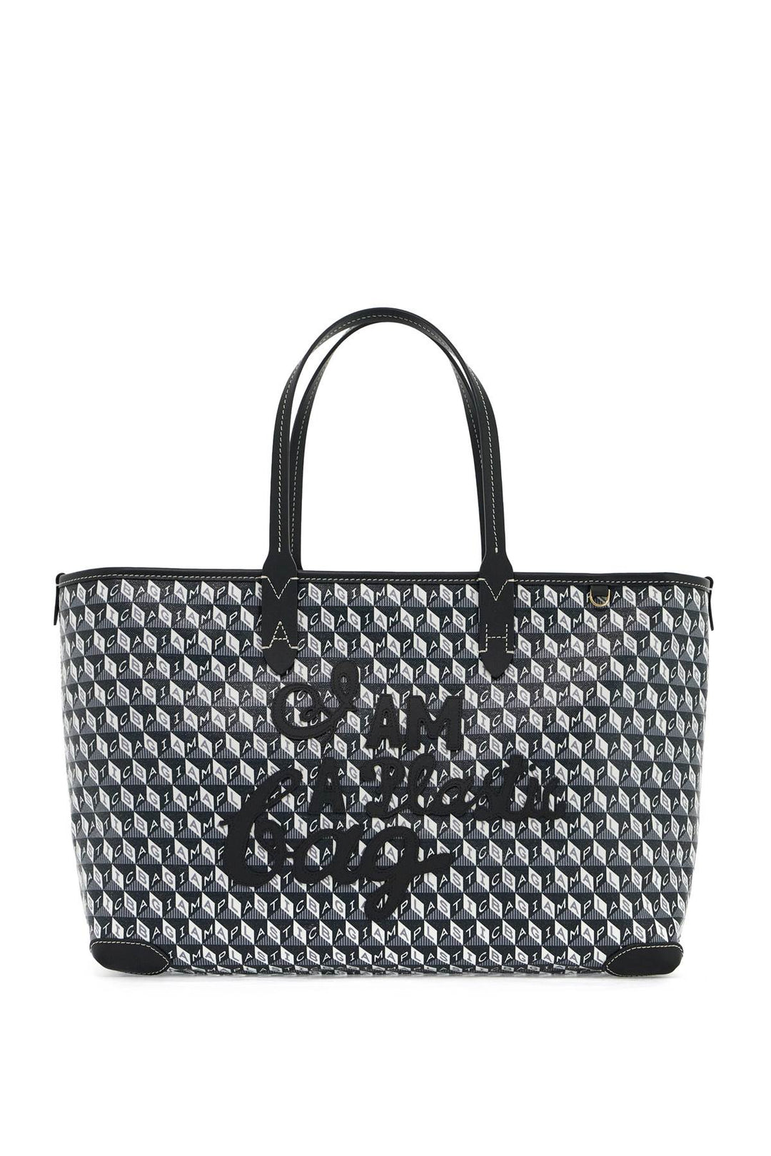 i am a plastic bag zipped motif tote bag-0