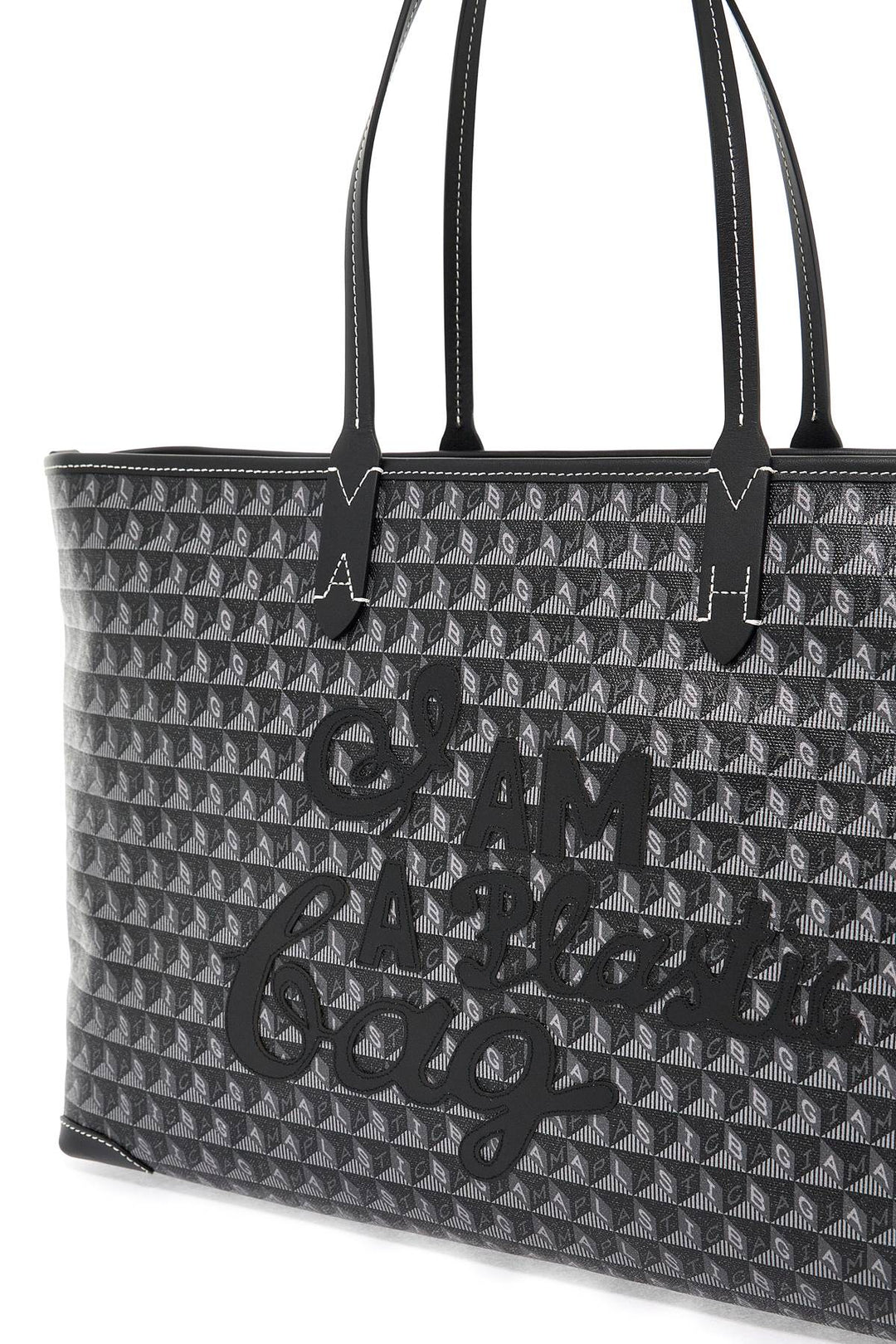 i am a plastic bag zipped motif tote bag-2