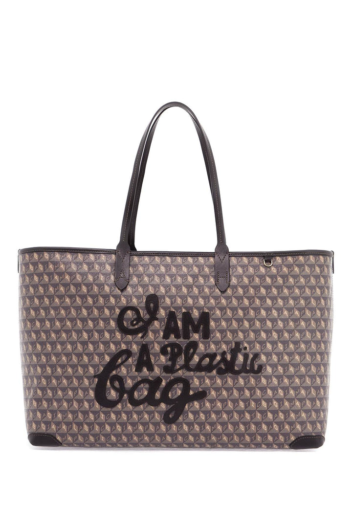 i am a plastic bag zipped motif tote bag-0