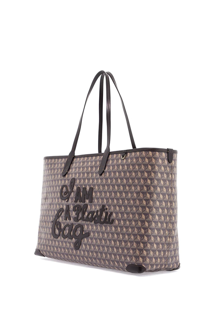 i am a plastic bag zipped motif tote bag-2