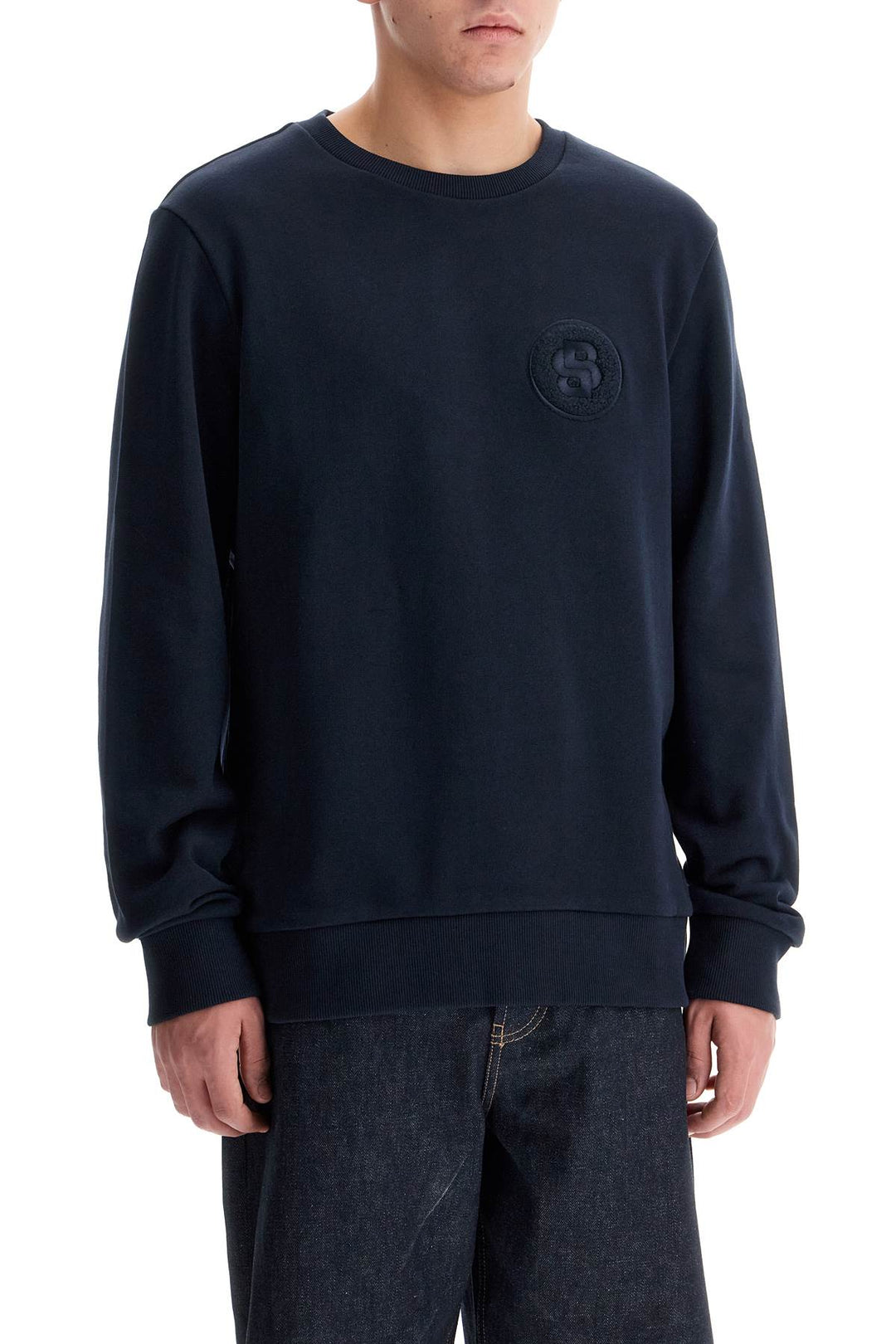 crewneck sweatshirt with double mon-1