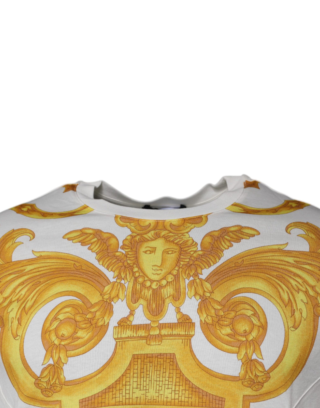 White Medusa Print Cotton Crew Neck T-shirt