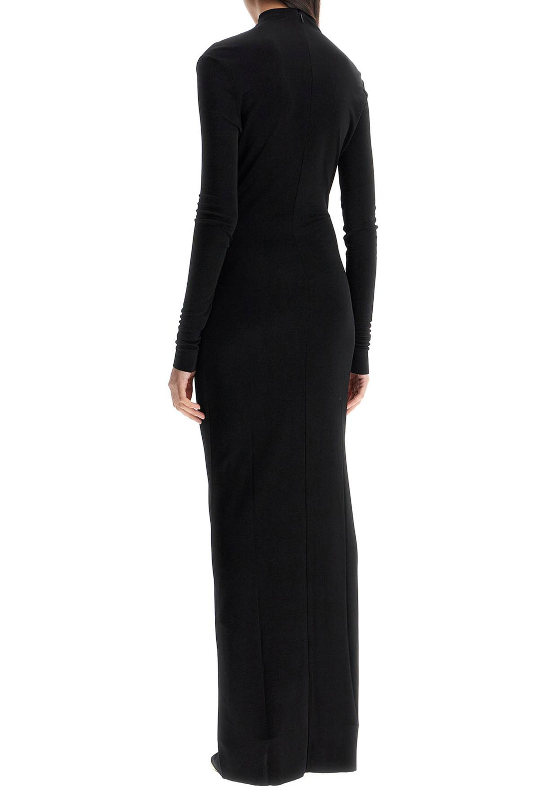 maxi dress with high neck slim black-2