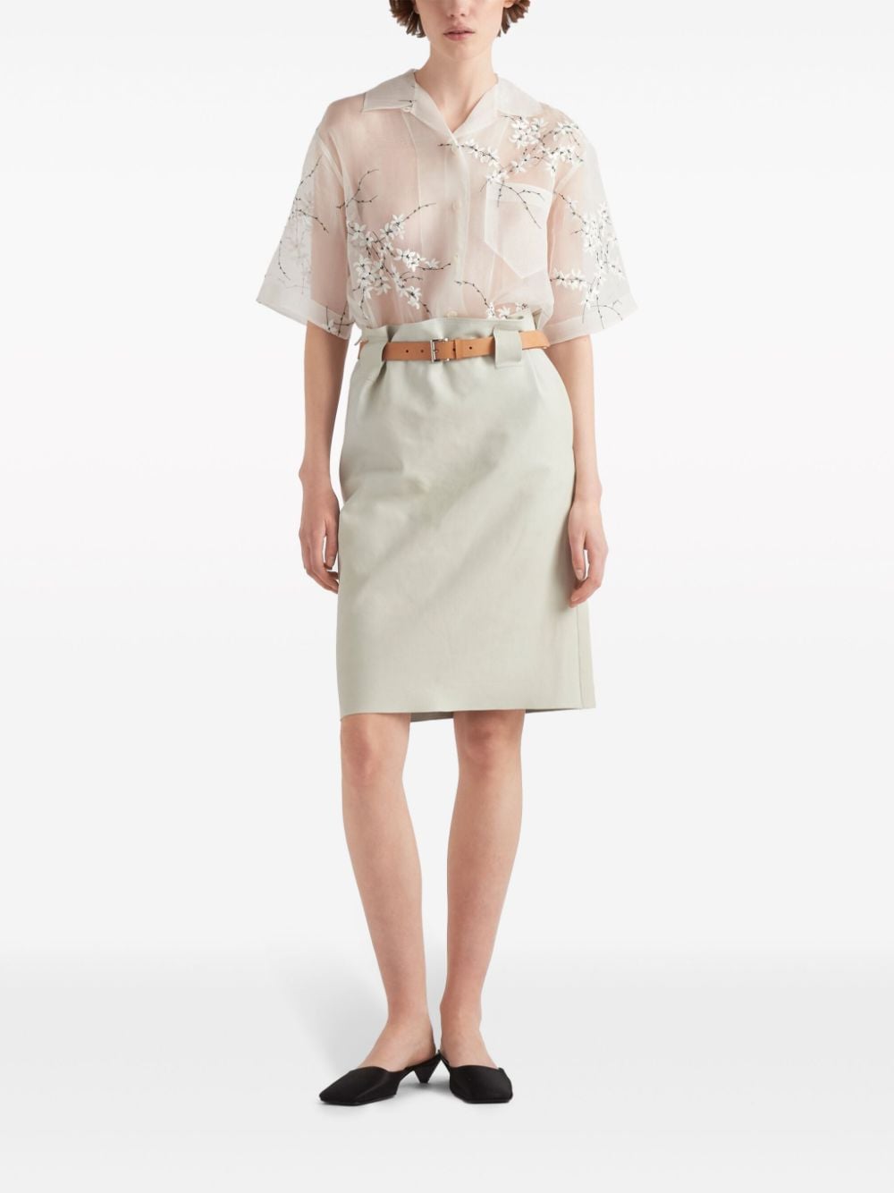 floral-embroidered short-sleeved sheer shirt-1