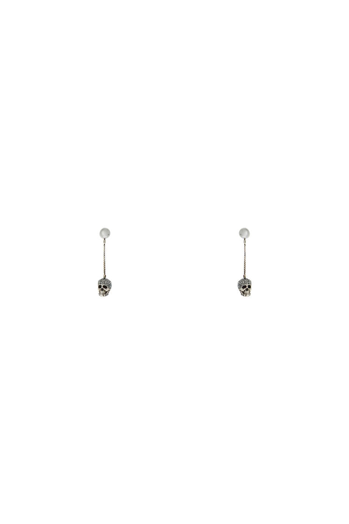 skull earrings with pavé and chain-0