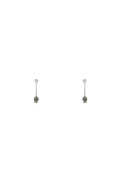 skull earrings with pavé and chain-0