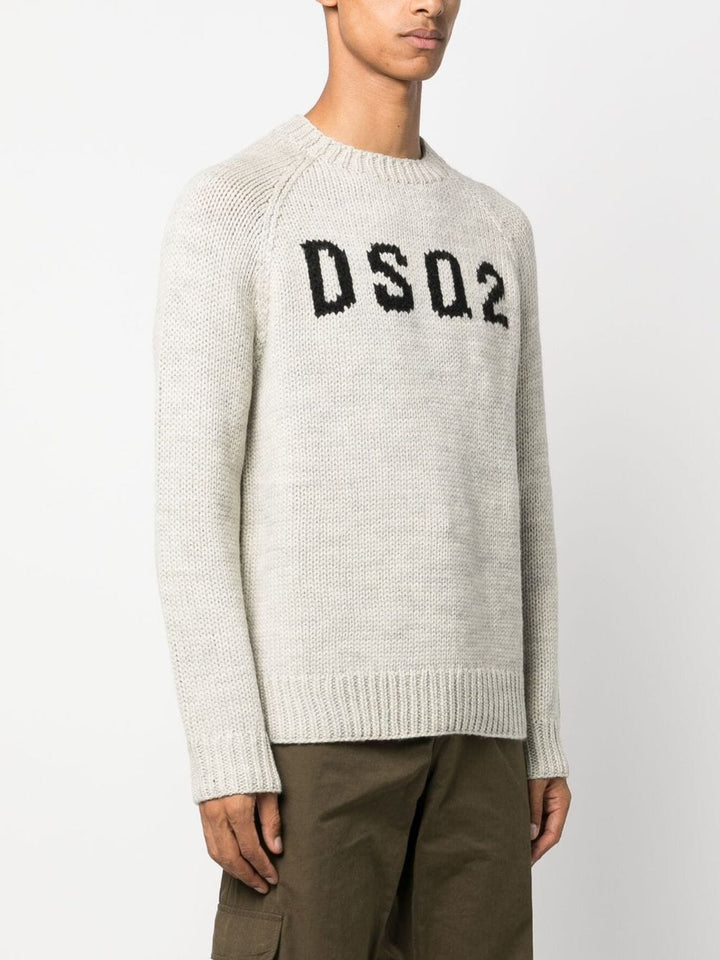 DSQUARED2 logo intarsia-knit wool jumper-6