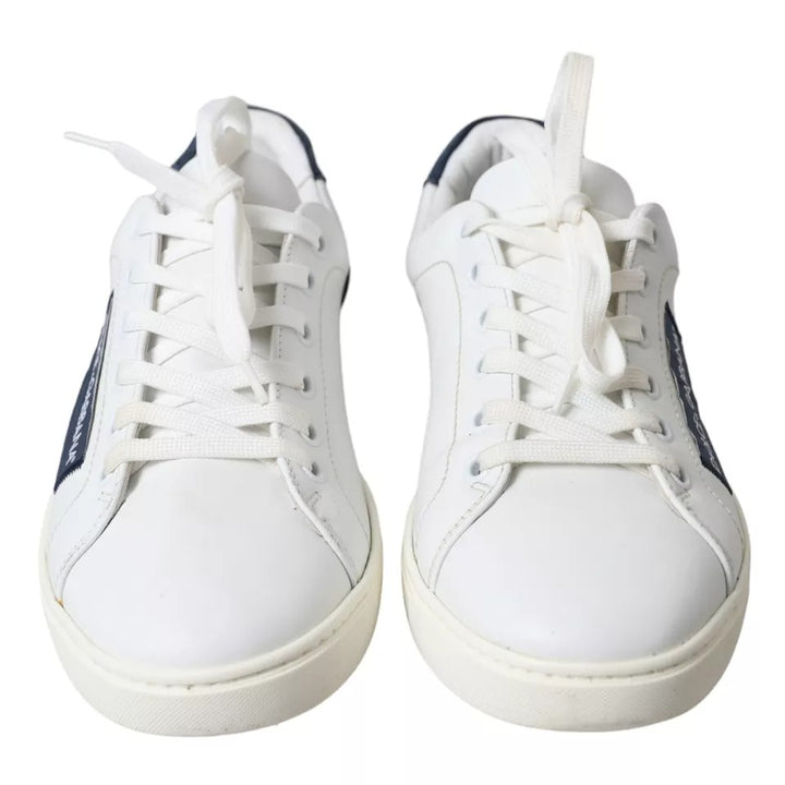 White Black Leather Low Top Sneakers Portofino Shoes