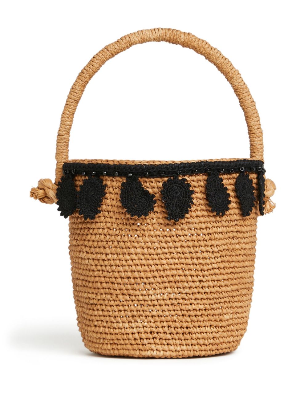 paisley-appliqué raffia basket bag-0