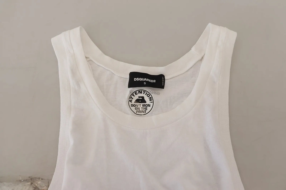 Dsquared² White Cotton Linen Sleeveless Tank T-shirt