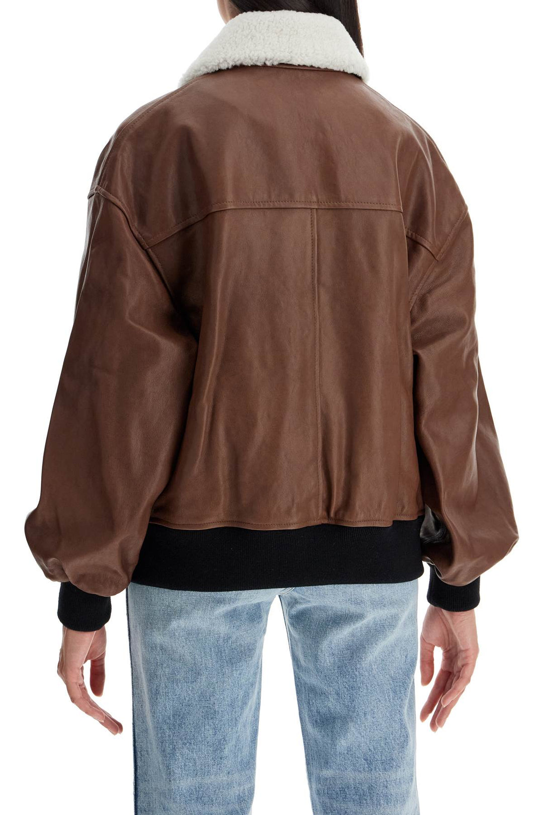 'shellar' leather bomber jacket with she-2