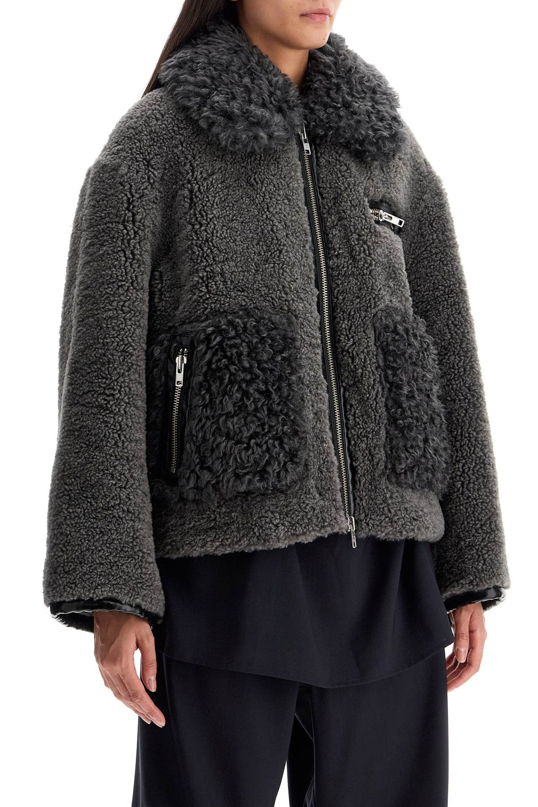 short eco shearling coat-1