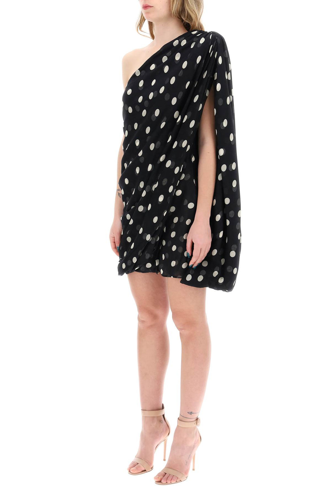 silk polka dot mini dress-3