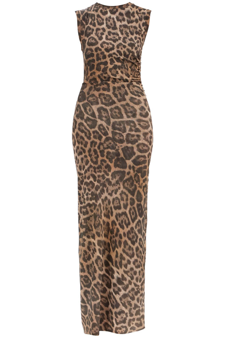 "animal print sleeveless maxi dress in-0