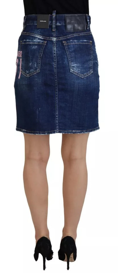 Blue Icon High Waist Denim Mini Boston Jean Skirt