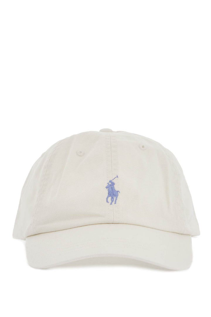 beige cotton cap with curved brim and embroidered logo-0