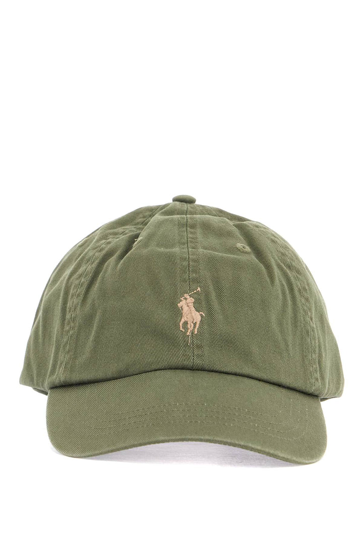 olive green cotton sports cap with embroidered logo-0